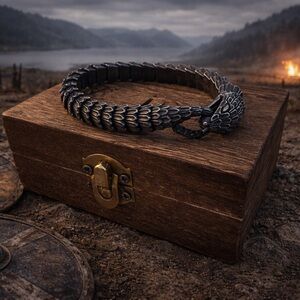 Stainles steel snake Bracelet FREE wooden gift box